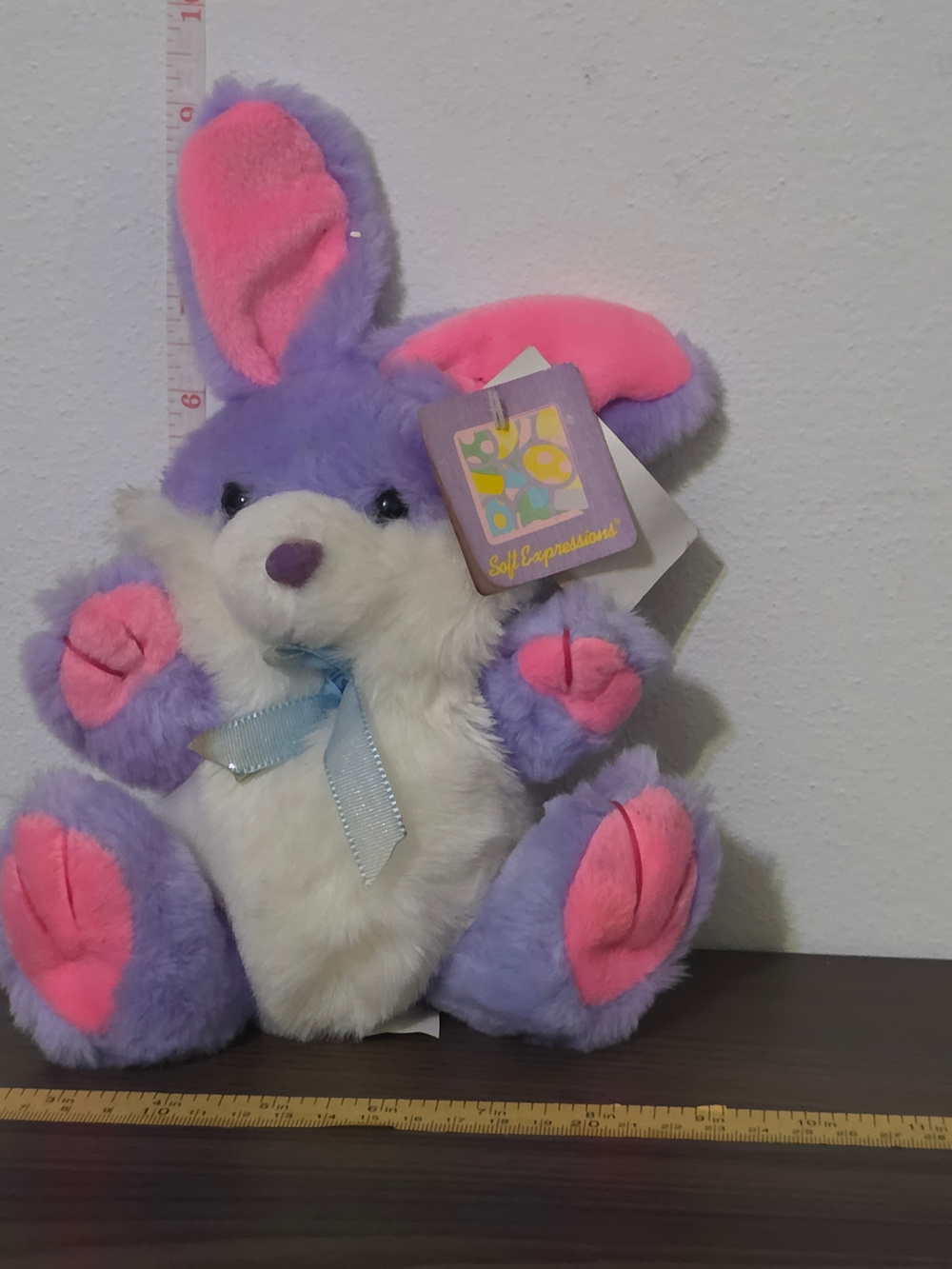 vintage 1990s Kmart "Soft Expressions" Purple & Pink Easter Bunny